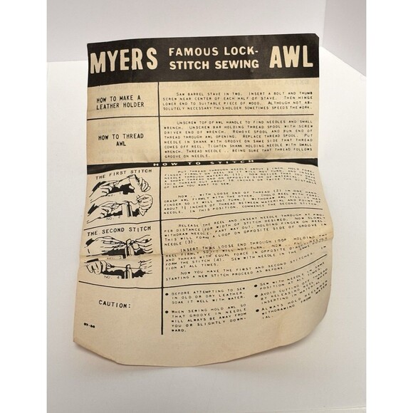 Vintage Original C A Myers Lock Stitch Sewing Awl Kit With Box & Instructions - Picture 5 of 16